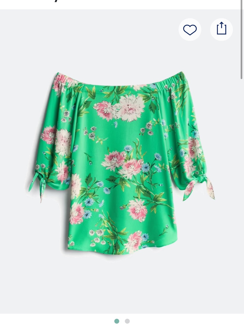 Floral Off-Shoulder Tie-Sleeve Top - Green